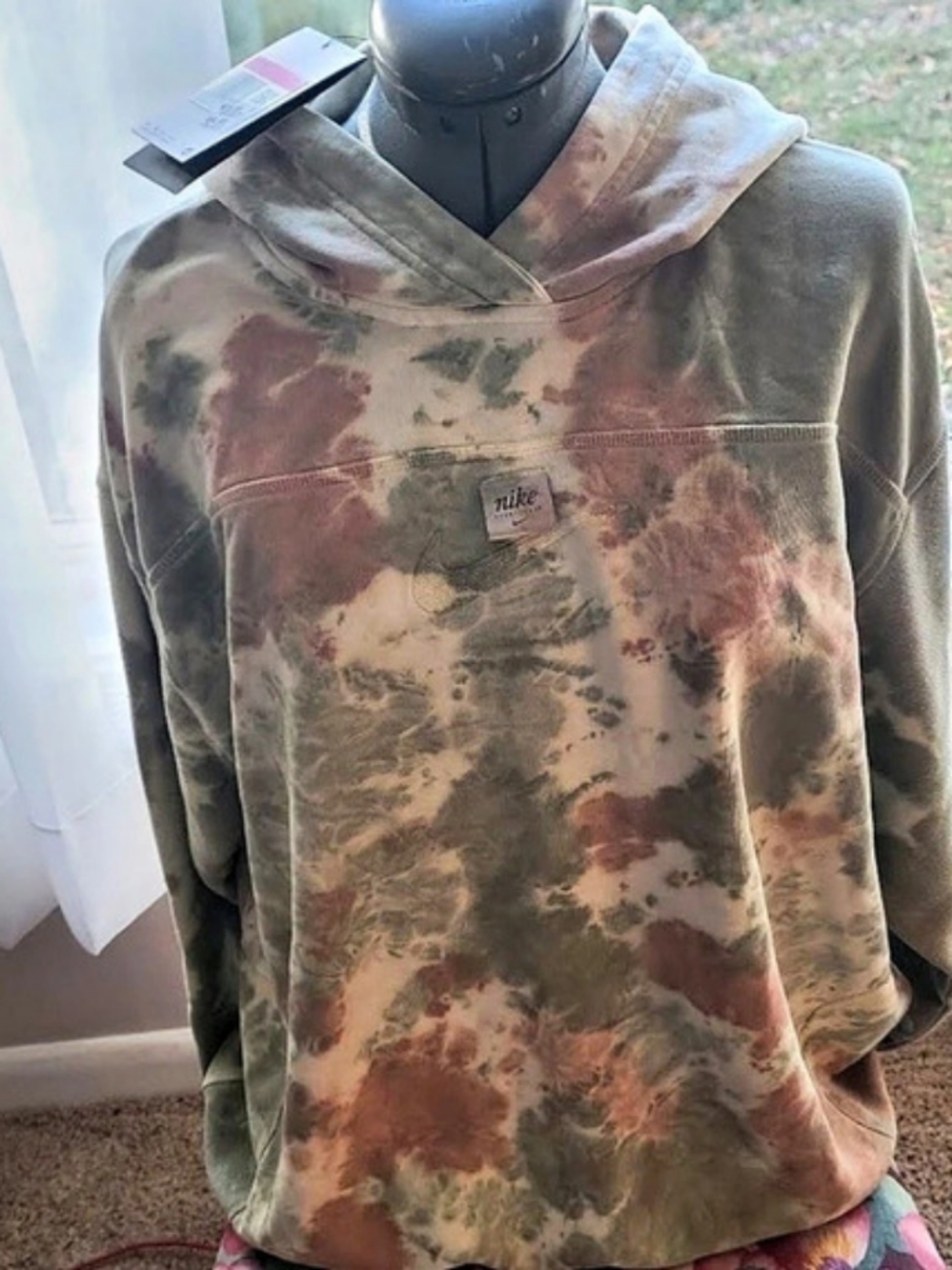 Nike Sportswear Tie-Dye Hoodie in Green & Pink Large NWT
